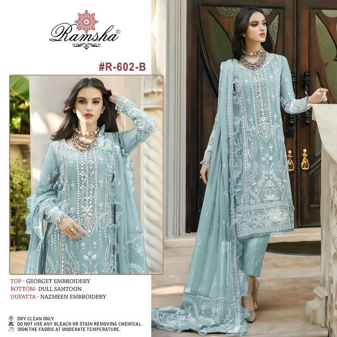 Ramsha R 602 Nx Embroidered Georgette Pakistani Suits Catalog
